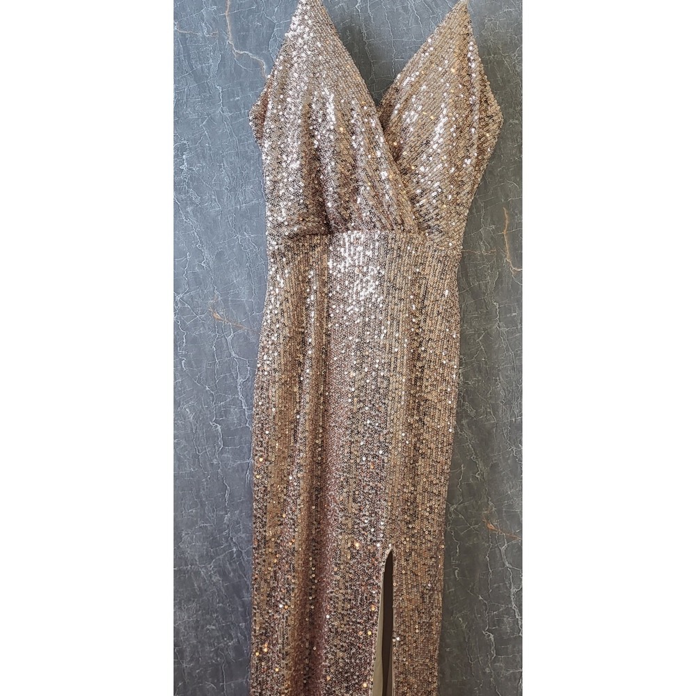Kalinnu's Gown, For Formals, After 5, Rose Gold Sequins,‎ Dress Size (S)